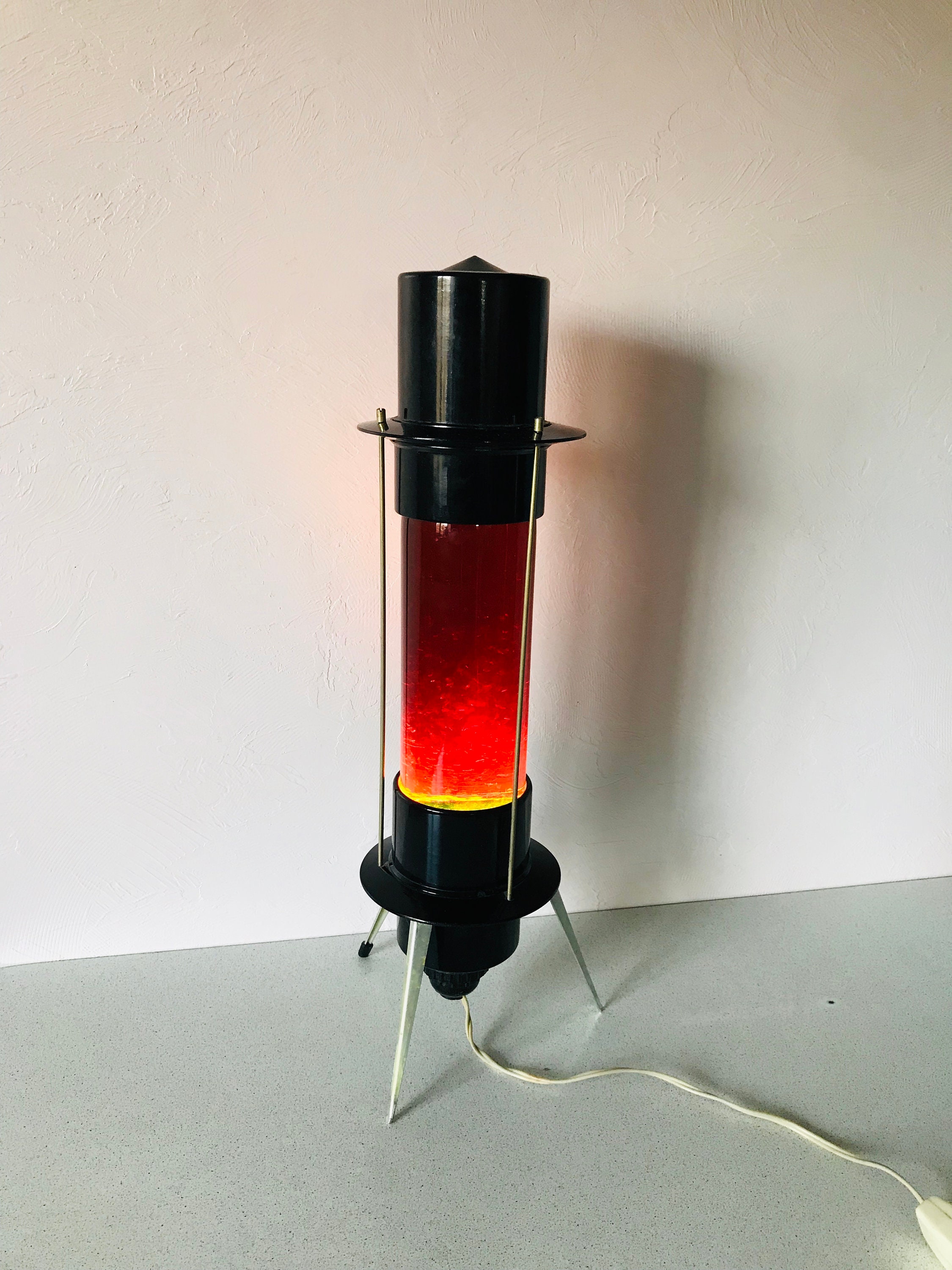 Vintage night light plug in Table bedside lamp Metal glass | Etsy