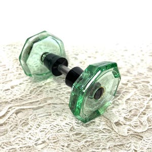 Vintage Green Glass Door Knob Set - USSR 1970s