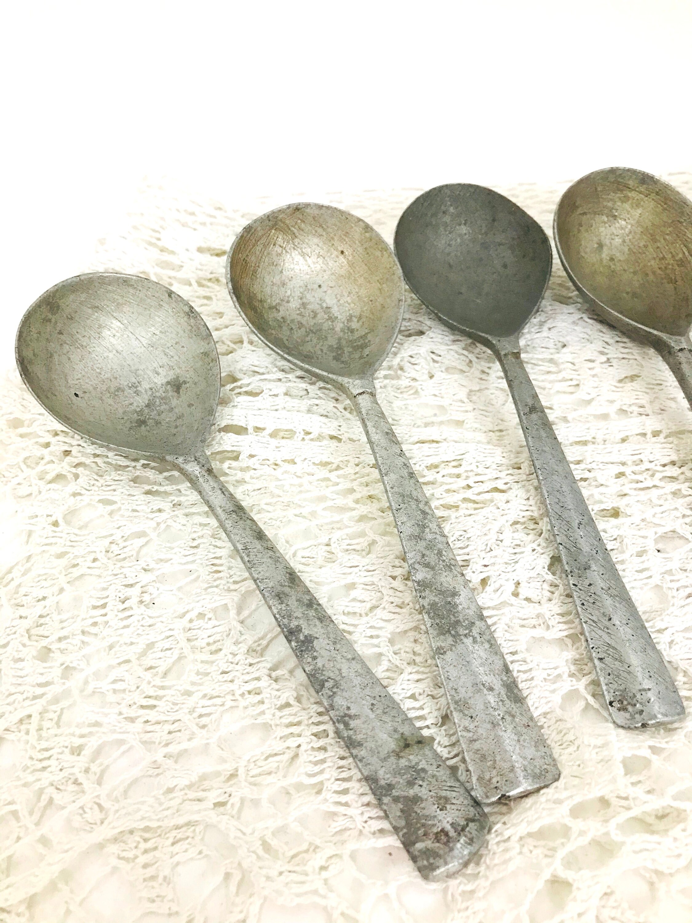 Vintage metal tablespoon Military spoons Set 6 pcs Aluminum Etsy