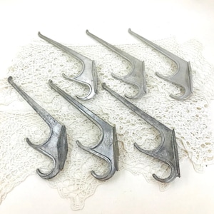 Vintage Aluminum Coat Hooks: Rustic Wall Decor, Lot of 6