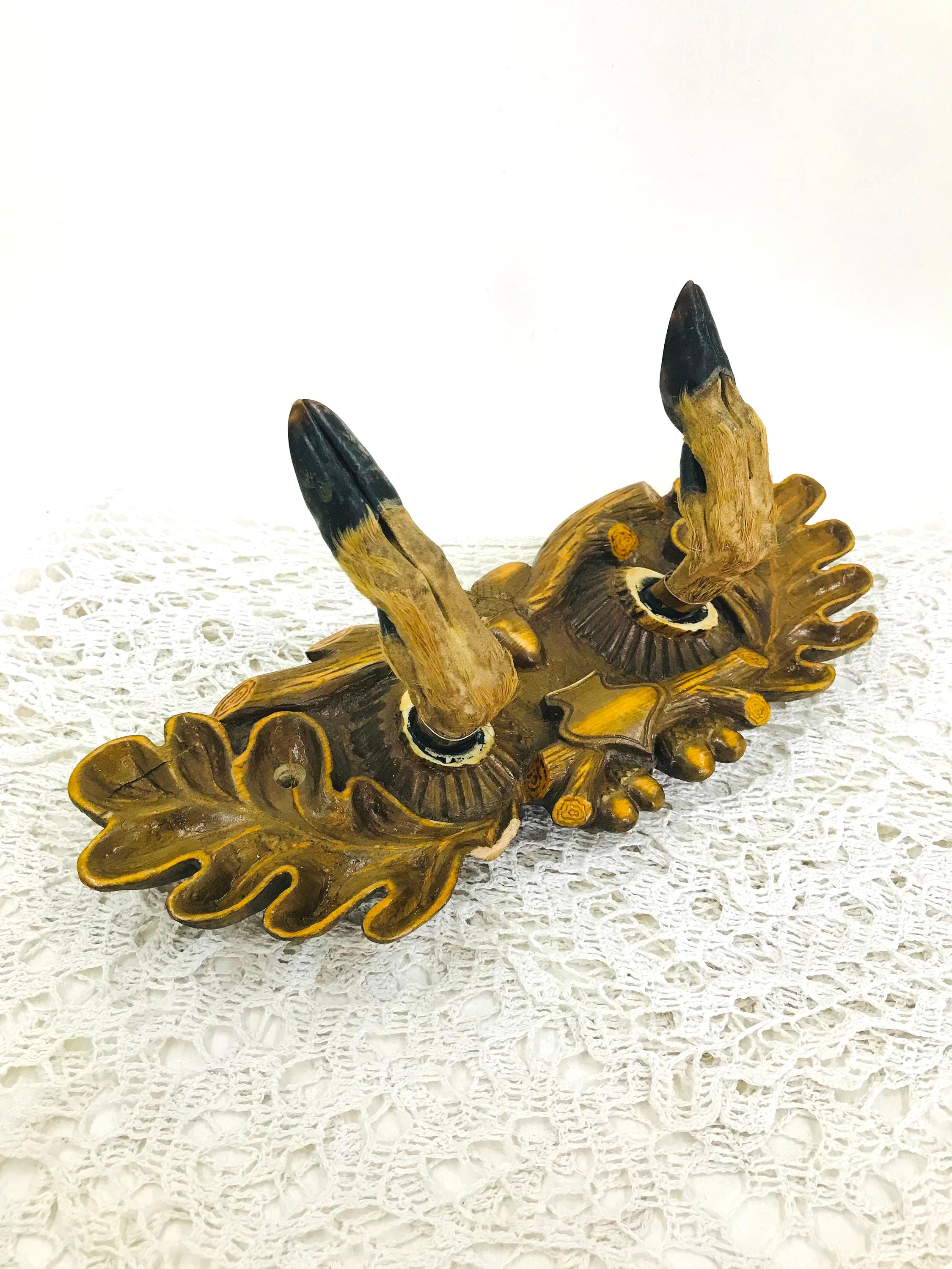 cute coat rack on Vintage Wooden Decorative Coat Hooks With Roe Deer Feet Coat Etsy