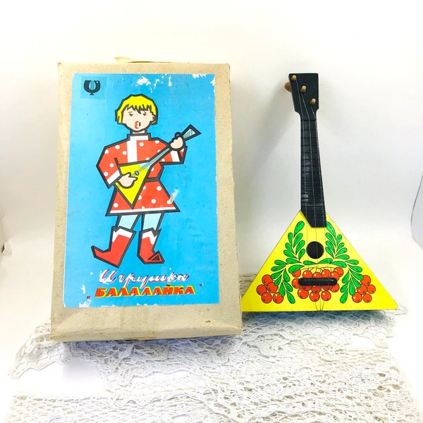 Vintage children's toy balalaika 3 String Retro mini russian musical instrument Home decore Collectibles folk musical Decorative musical