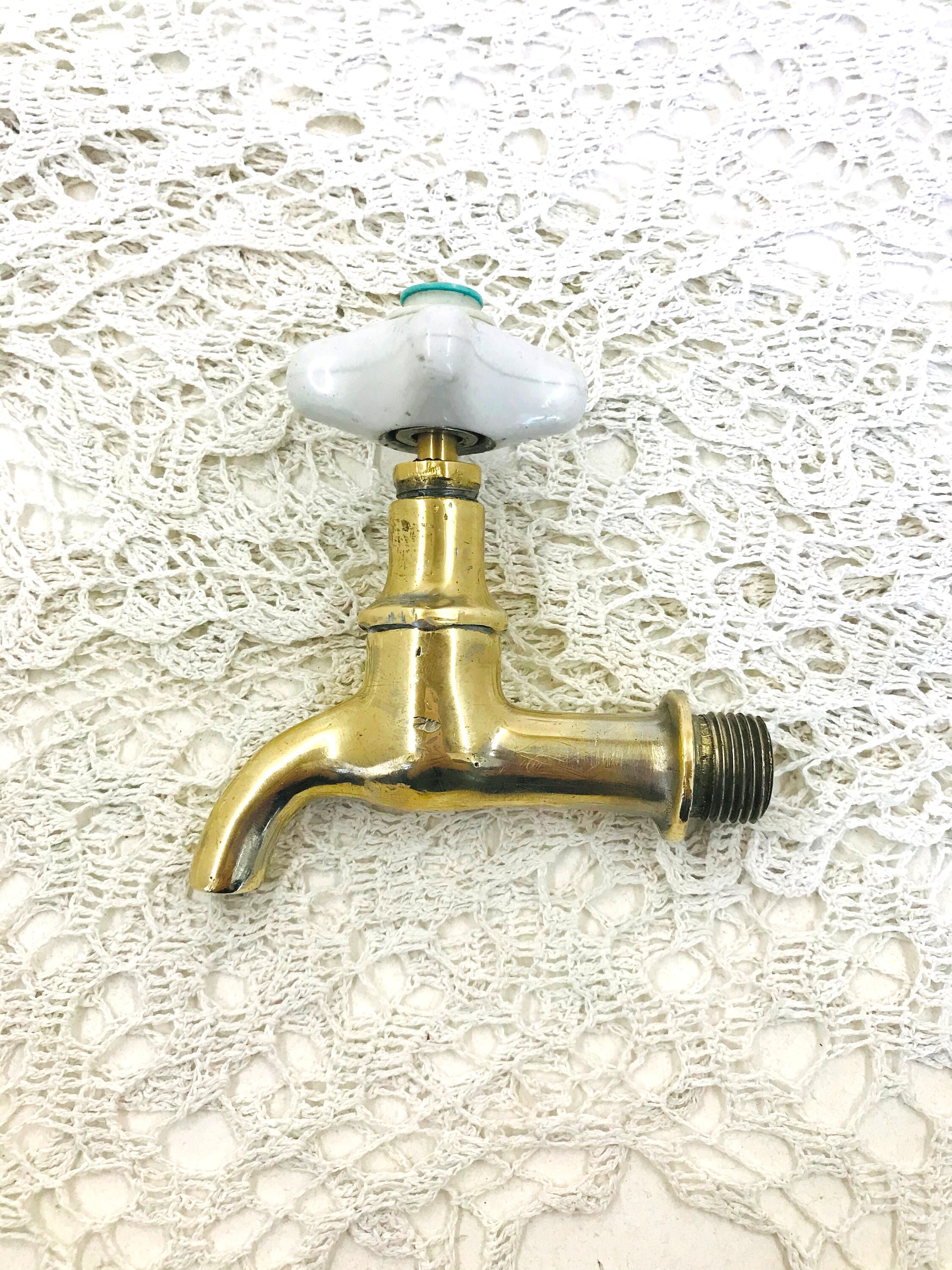 Vintage Messing Wasserwasser Wasserhahn mit Porzellan Griff | Etsy