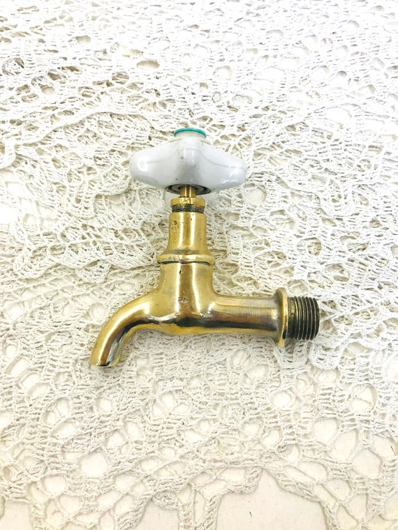 Vintage Messing Wasserwasser Wasserhahn mit Porzellan Griff | Etsy