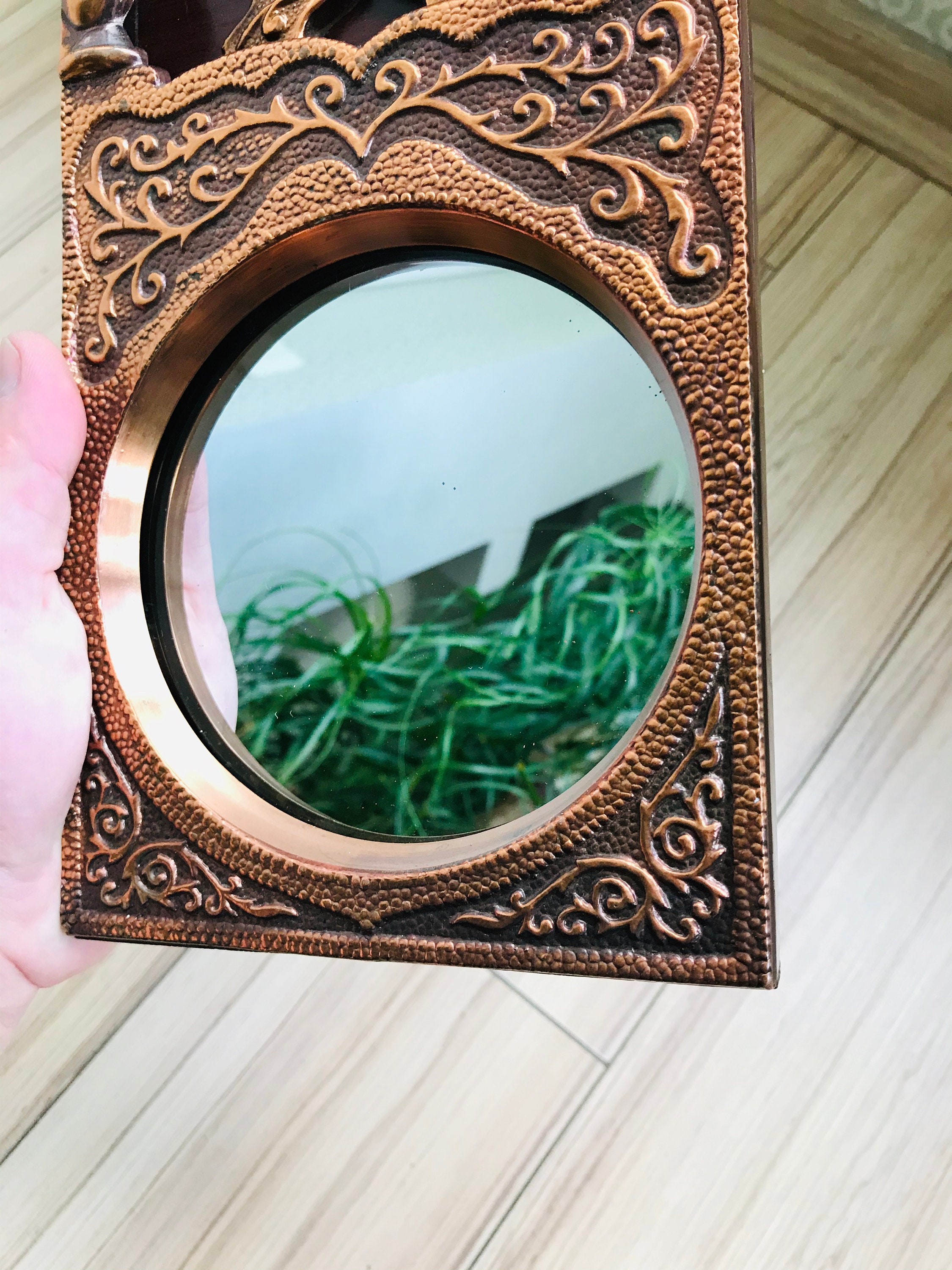 Vintage Wall Round Mirror in Plastic Frame Woman With Mirror Etsy