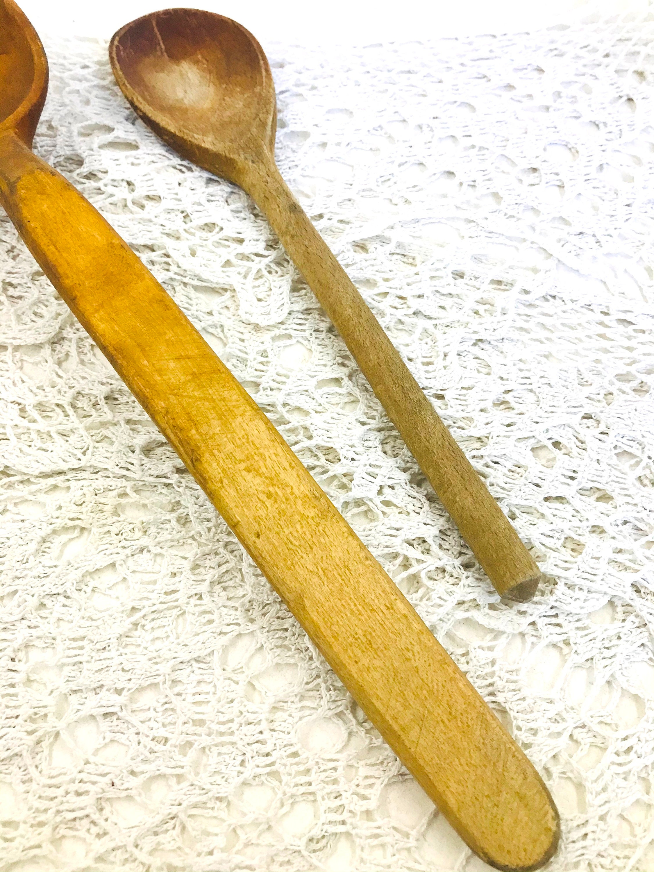 Old primitive big wooden spoon Rustic antique primitive hand Etsy