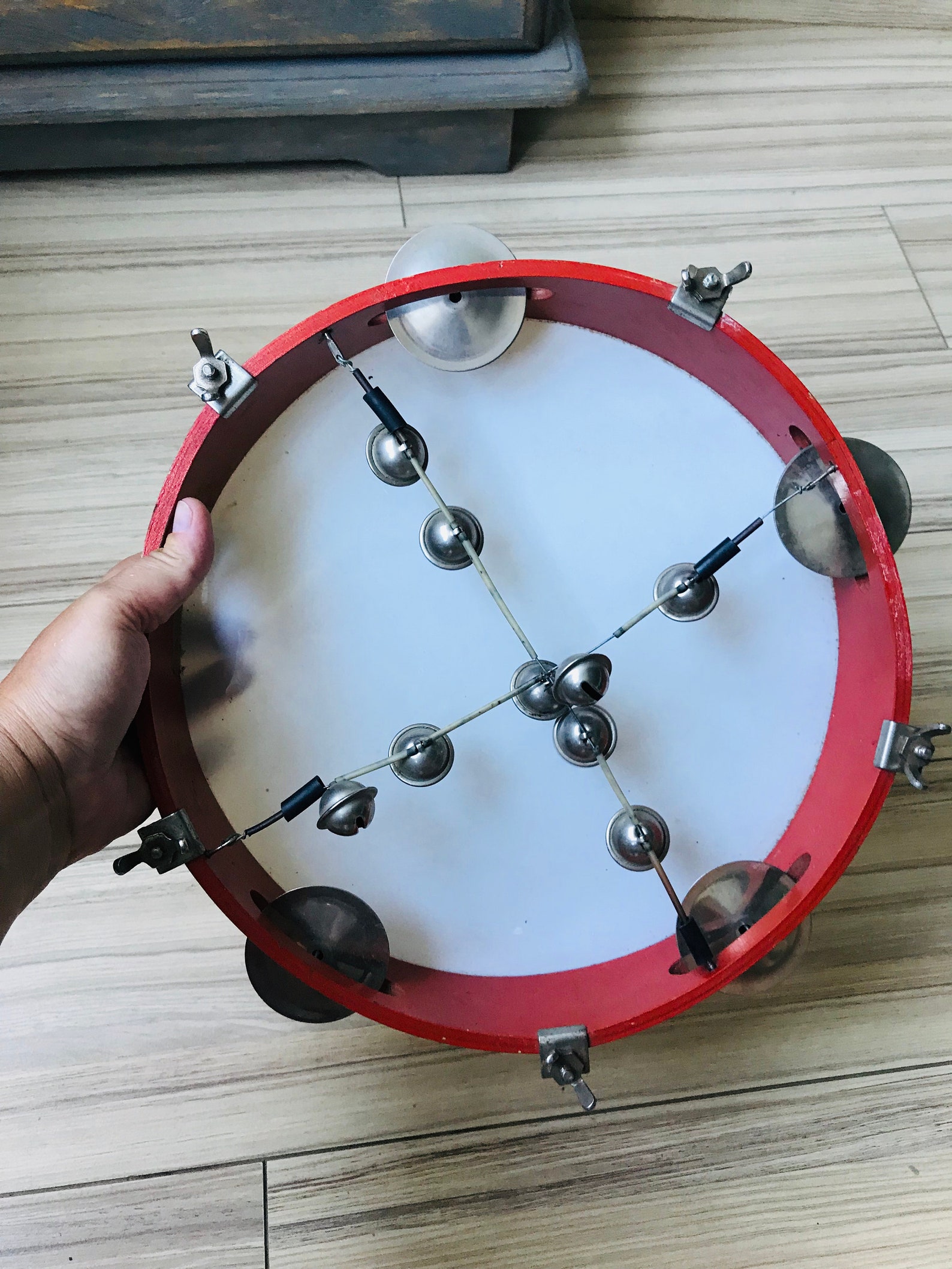 Vintage Big Wooden Tambourine Retro Decorative Musical Etsy