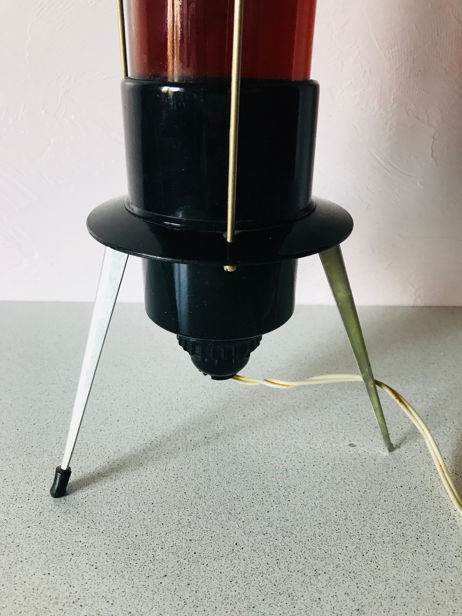 Vintage night light plug in Table bedside lamp Metal glass Etsy