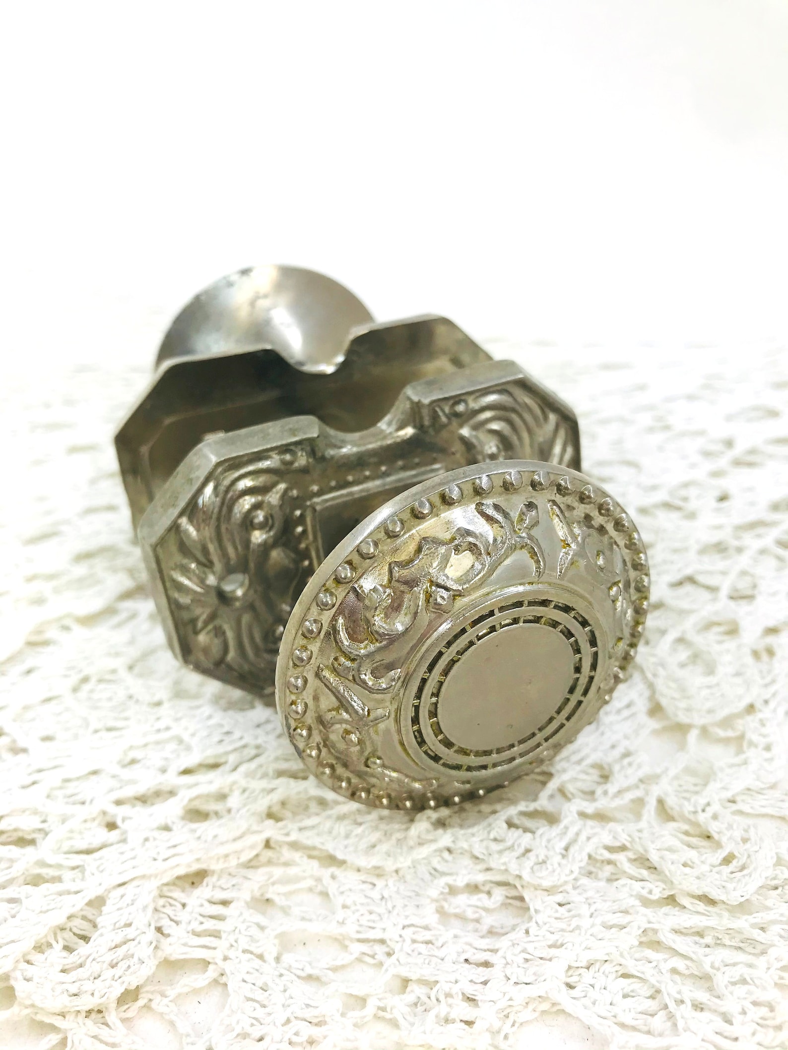 Vintage door knobs plate Interior doors Grey door knob hook Etsy
