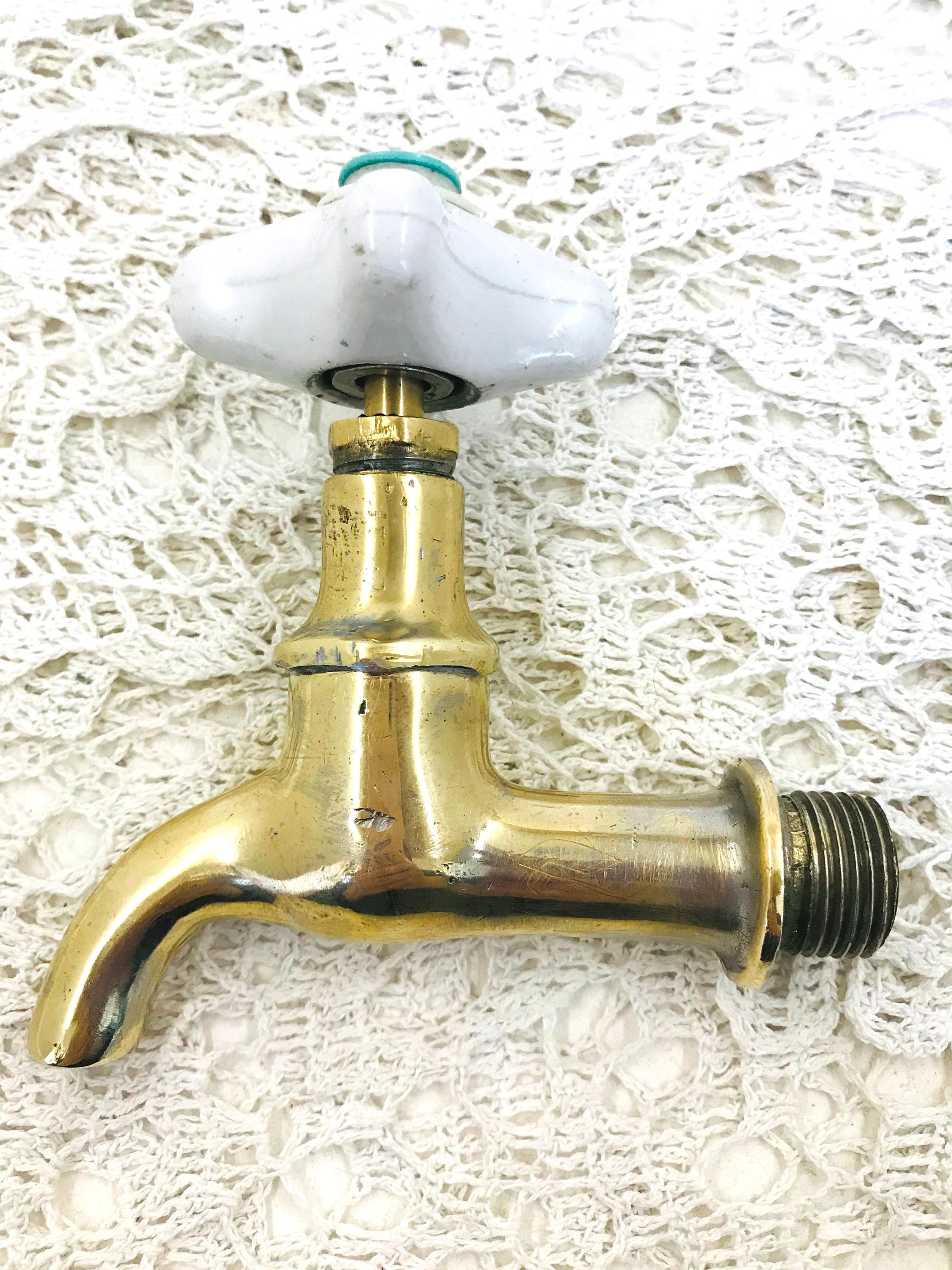 Vintage Messing Wasserwasser Wasserhahn mit Porzellan Griff | Etsy