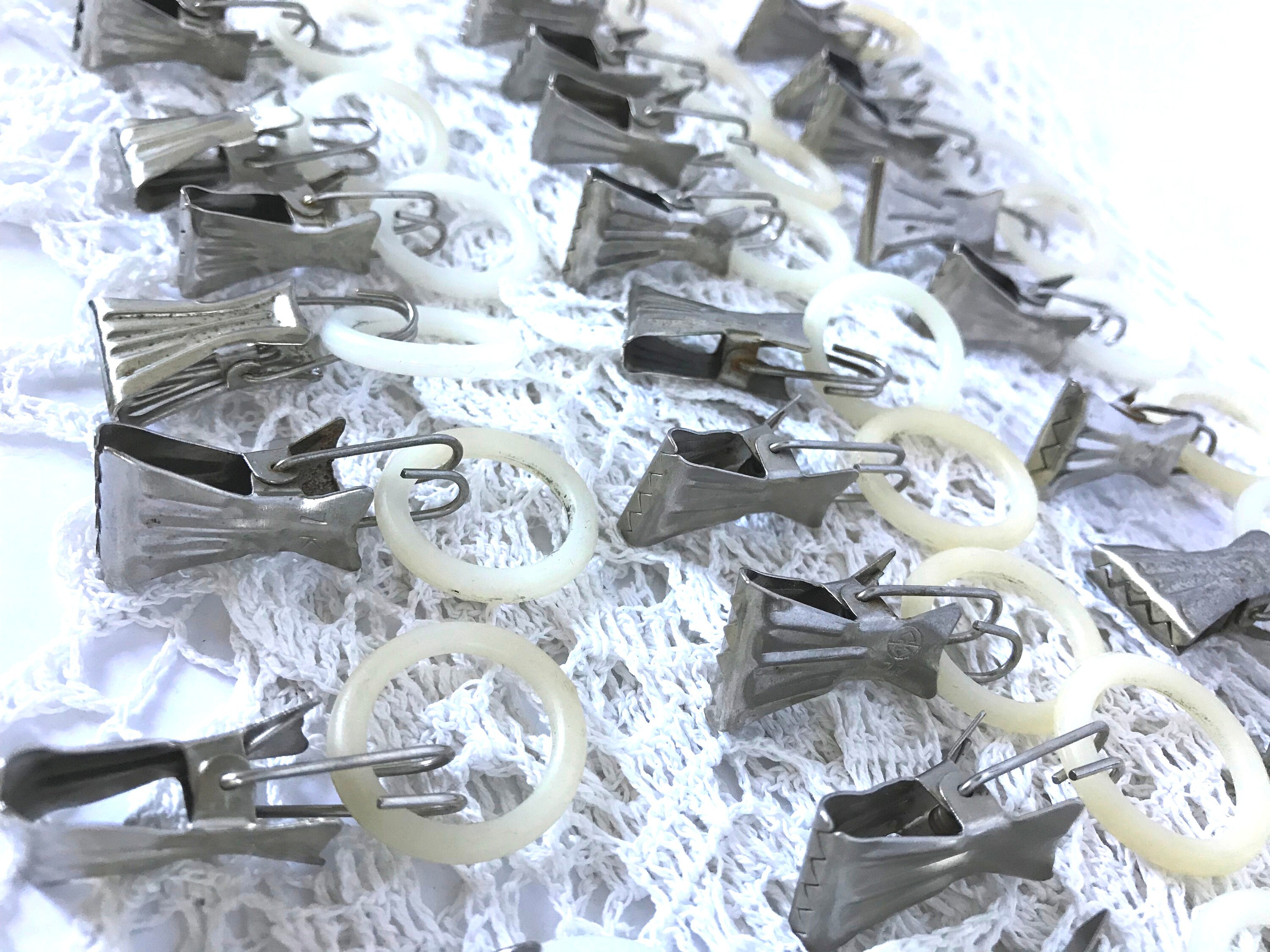27 vintage curtain clips with plastic rings Curtain ring set Etsy