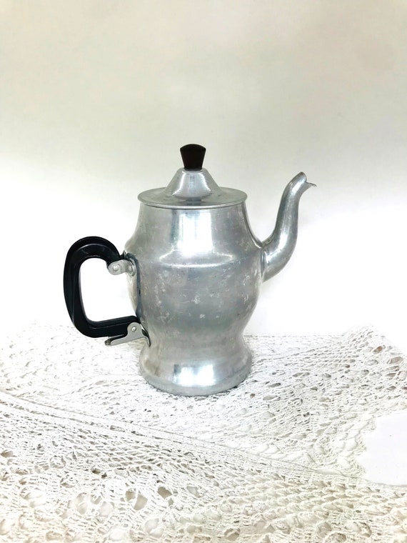 Vintage Large Aluminum Coffee Pot 1 Liter Tea Pot Silver Percolator Metal Coffee  Maker Aluminum Camping Percolator Camping Spplies 