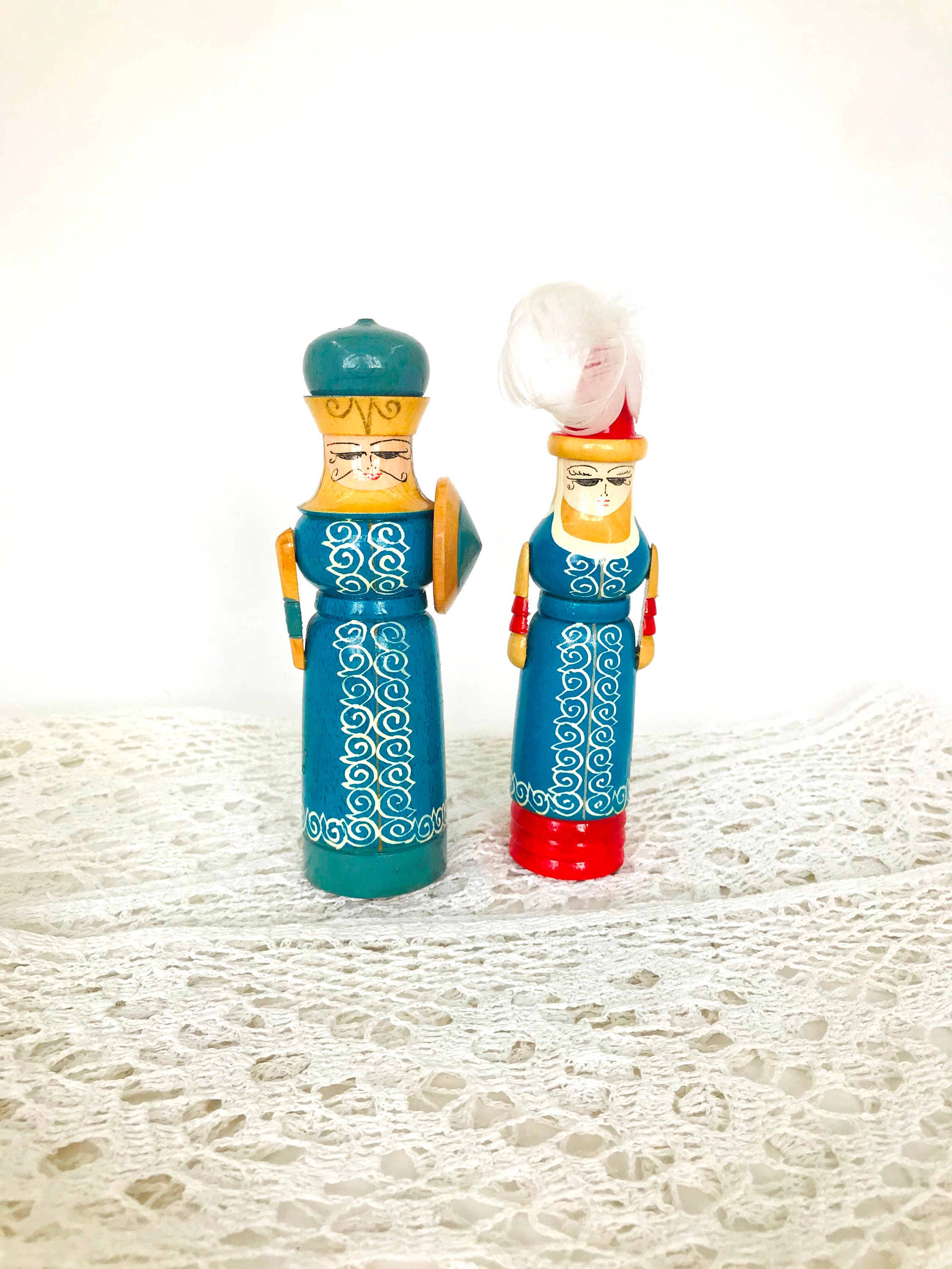 Vintage Wooden Figurine Folk Art Hand Painted Hand Carved Doll Etsy
