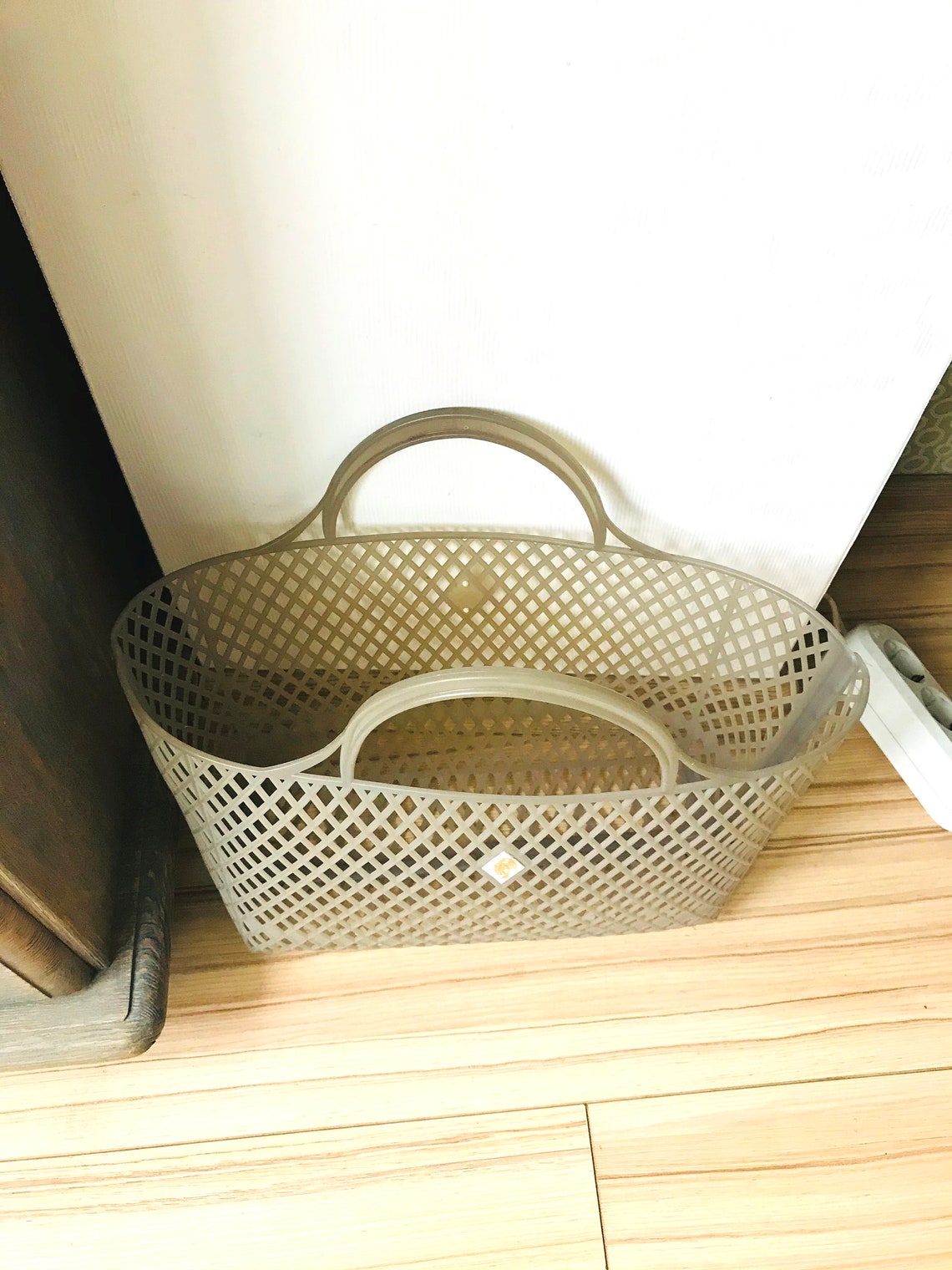 Vintage gray plastic mesh bag Shopping basket Shopping bag Etsy