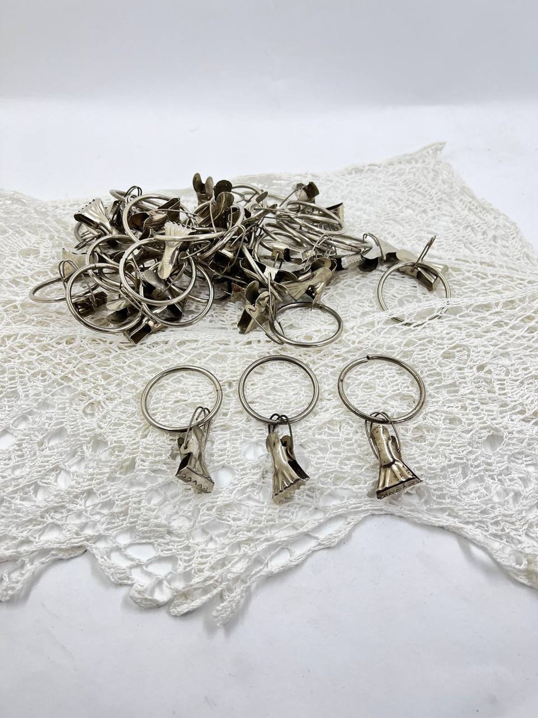 35 Vintage Curtain Clips With Rings Curtain Ring Set Curtain Rings With Clips Curtain Hooks