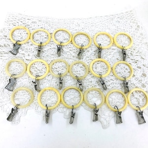 18 vintage metal curtain clips with plastic rings Curtain ring set Curtain rings with clips Curtain hooks Vintage clothespins for curtains