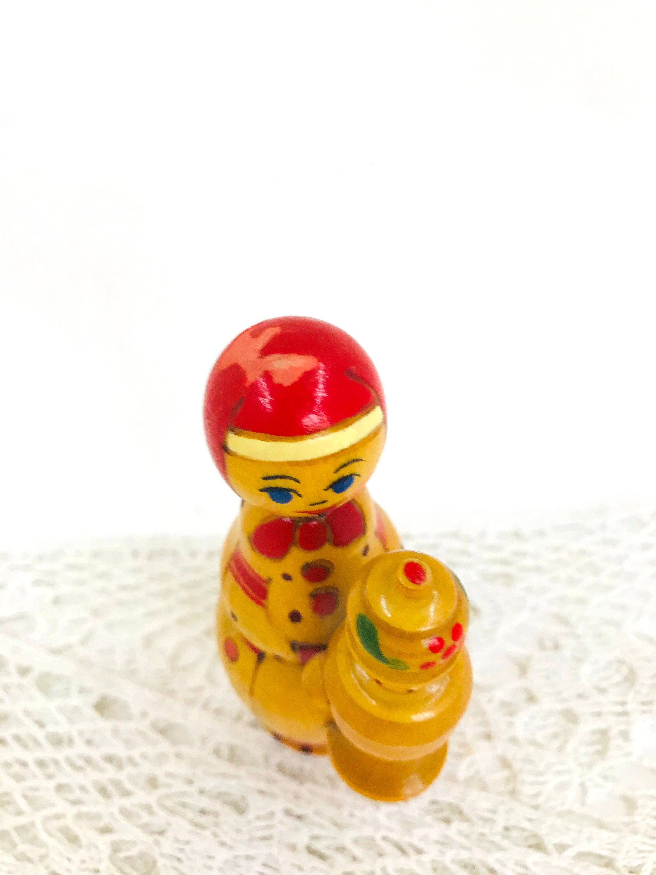 Vintage Wooden Figurine Folk Art Hand Painted Hand Carved Doll Etsy