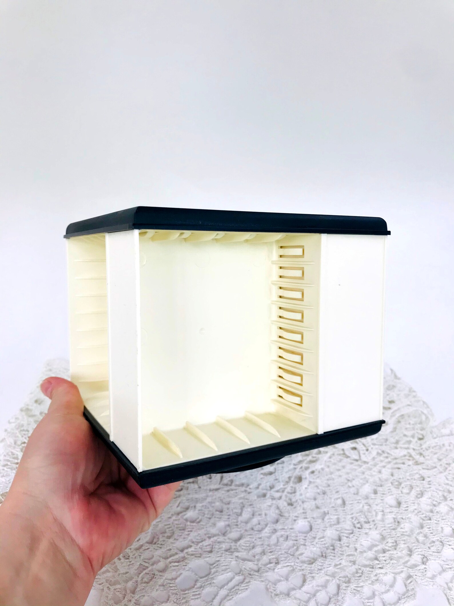 Vintage plastic cassette tape holder White black cassette tape Etsy