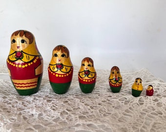 Mini matriochka russe vintage babouchka poupée gigogne en bois 6 poupées gigognes babouchka en bois poupée matriochka 6 poupées en 1
