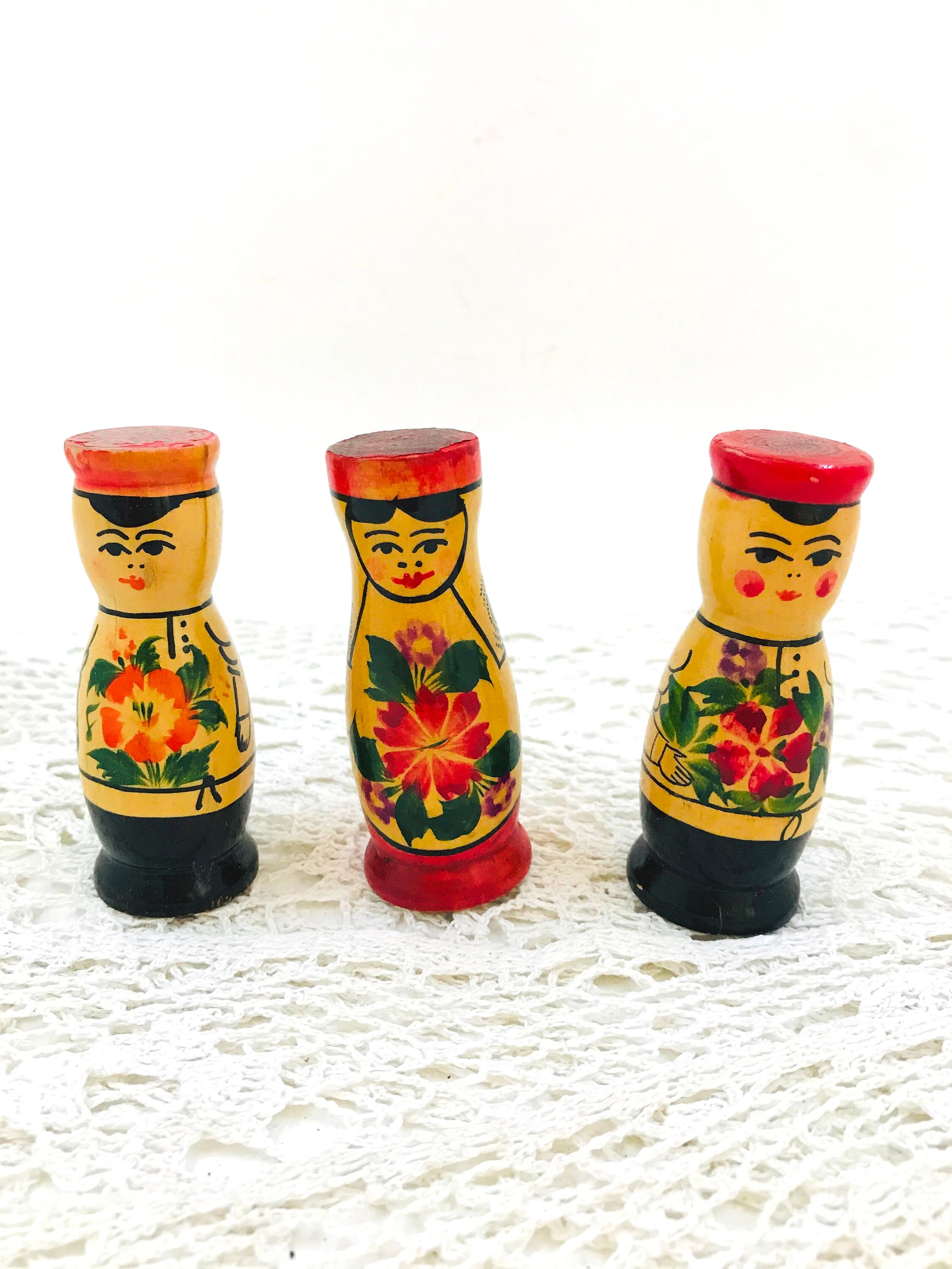 Vintage wooden figurine of folk art Hand painted Hand carved Etsy