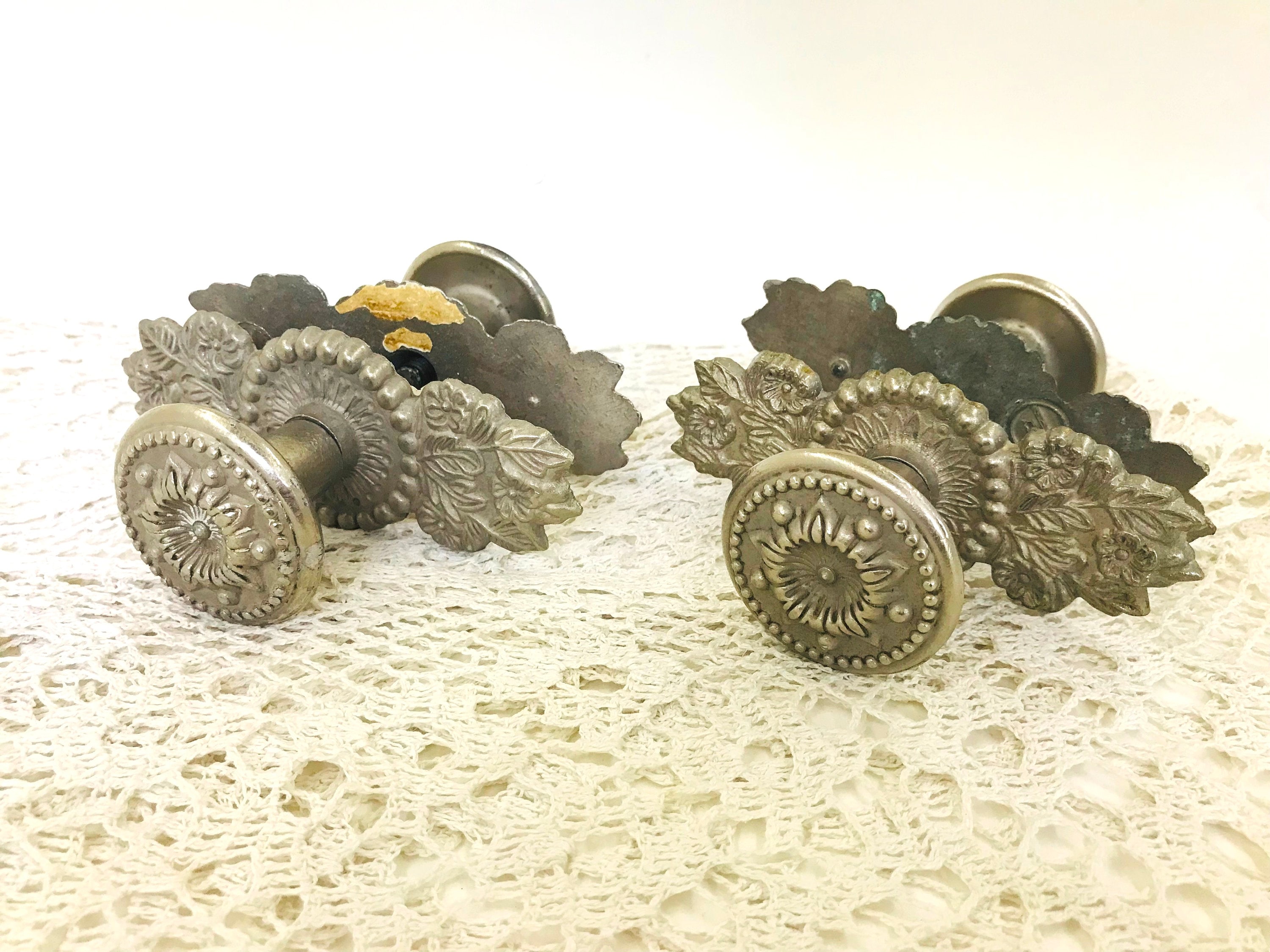 Vintage door knobs plate Interior doors Grey door knob hook Etsy