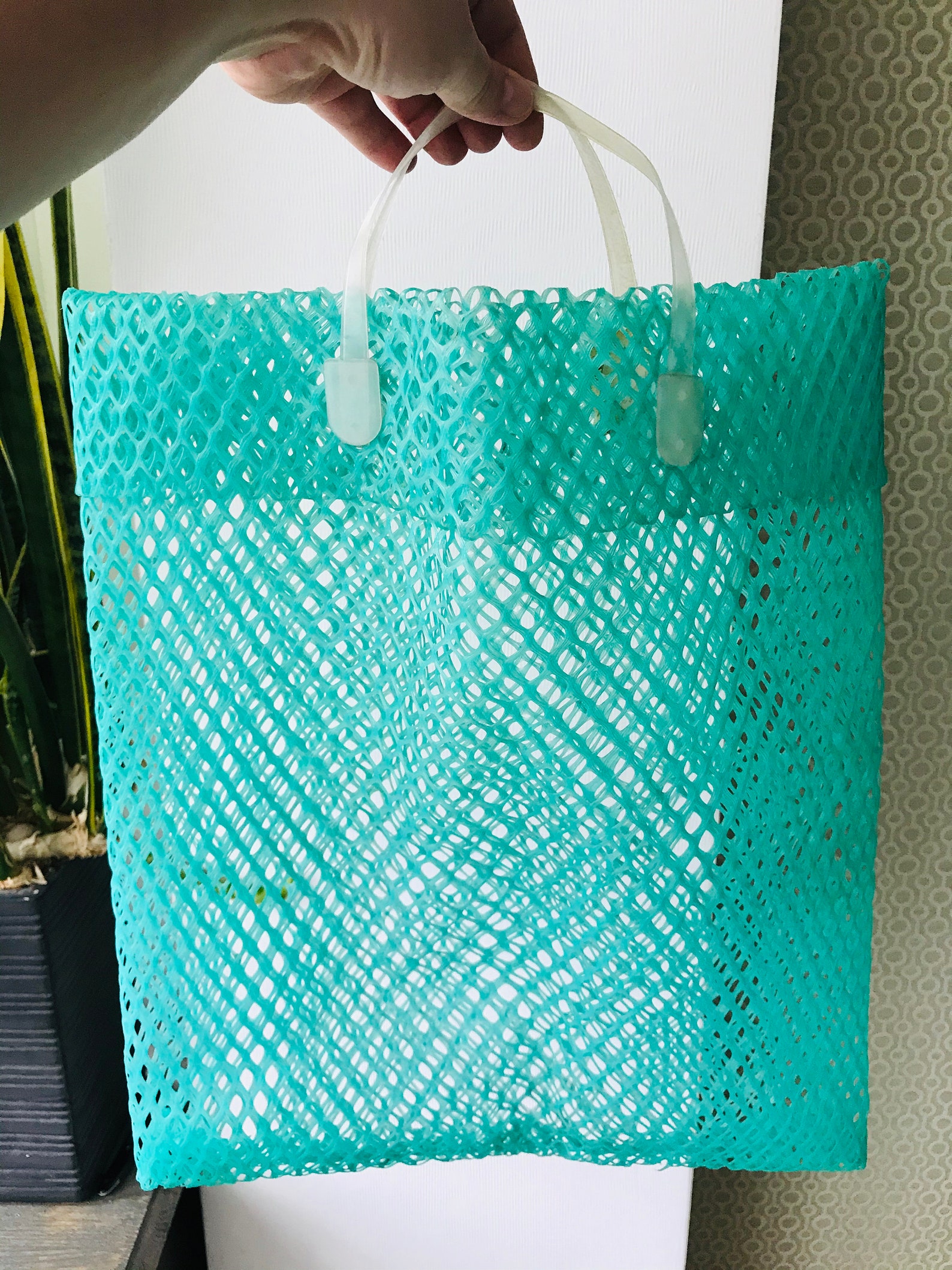 Vintage Green Plastic Mesh Bag Shopping Bag Tote Bag Summer Etsy