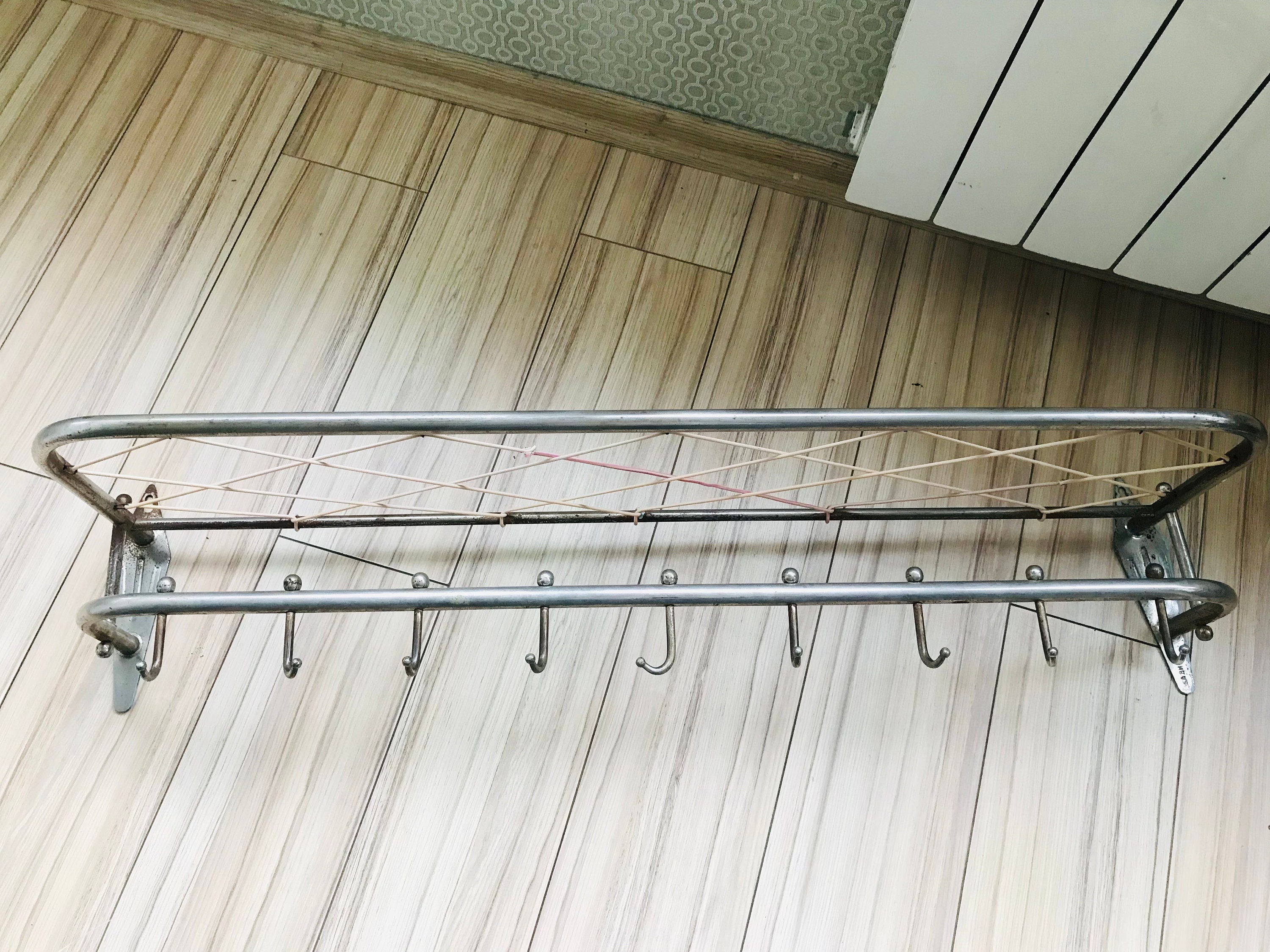 Vintage Metal Shelf With Hooks Gray Vintage Metal Two Tier Etsy