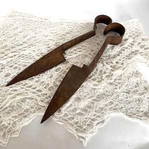 Old metal scissors 11.81&quot; (30cm) Antique primitive handmade scissors Sheep shears Cutting tool Sewing scissors Tailor scissors Hand forged