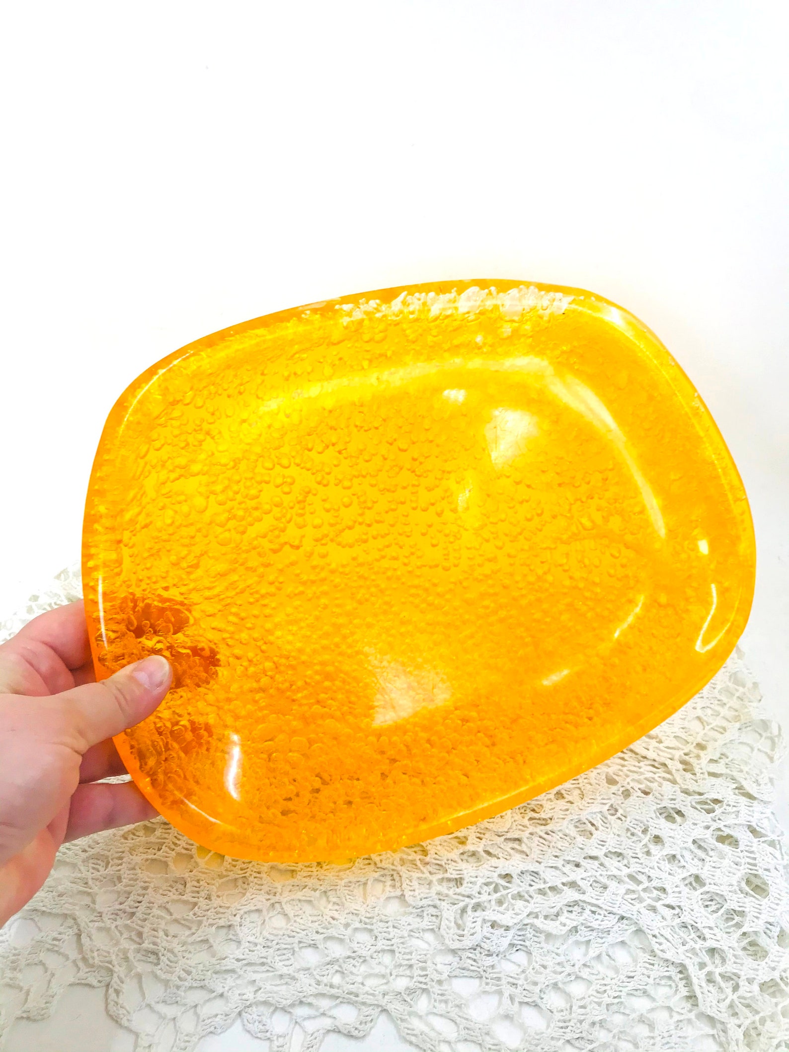 Vintage tray decorative Plastic yellow orange tray Small tray Etsy