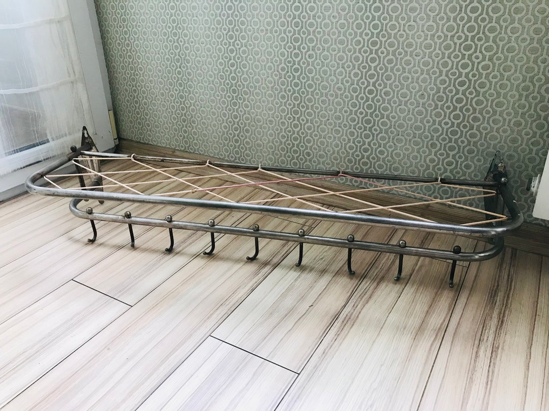 Vintage Metal Shelf With Hooks Gray Vintage Metal Two Tier Etsy