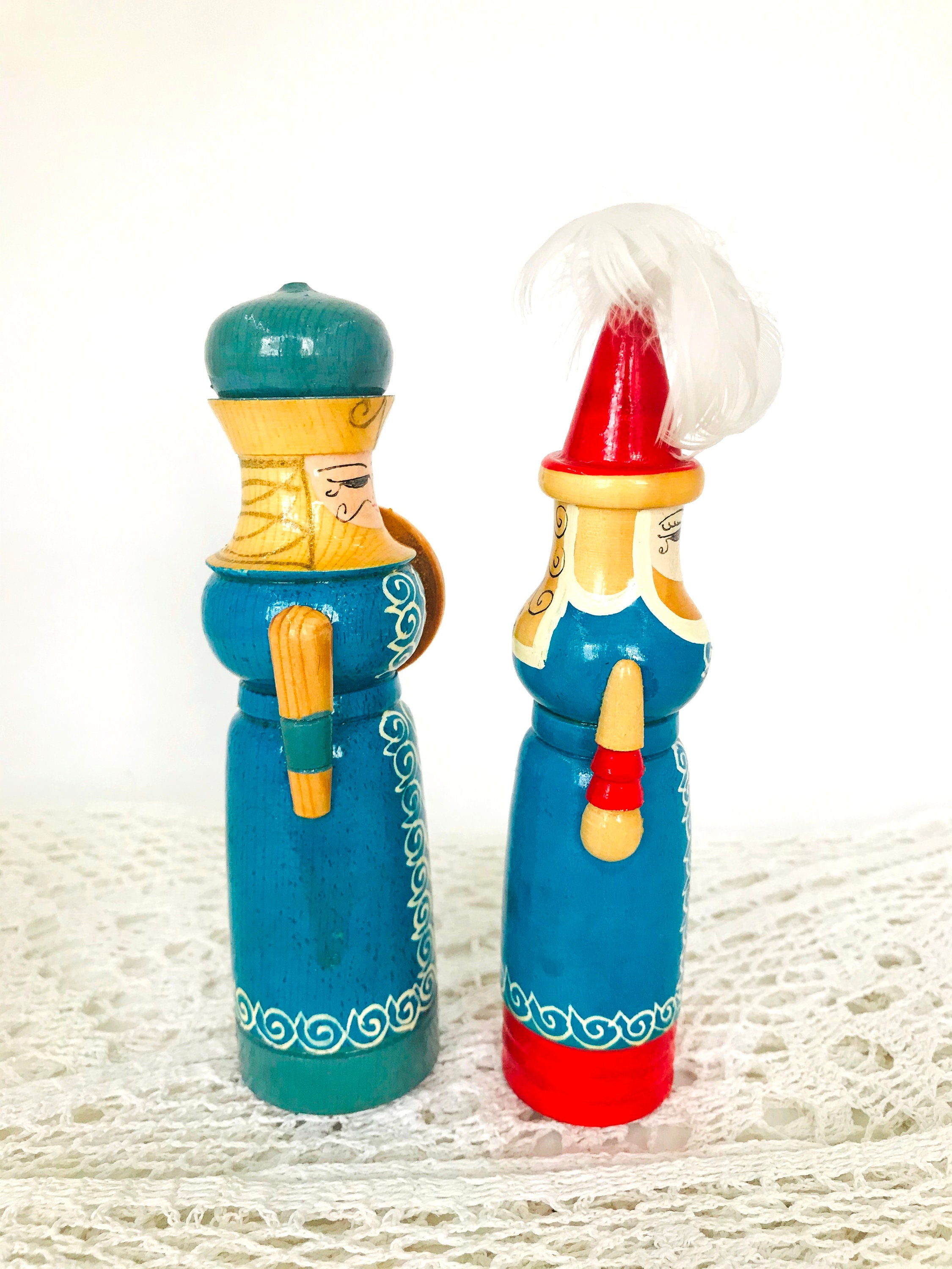 Vintage Wooden Figurine Folk Art Hand Painted Hand Carved Doll Etsy