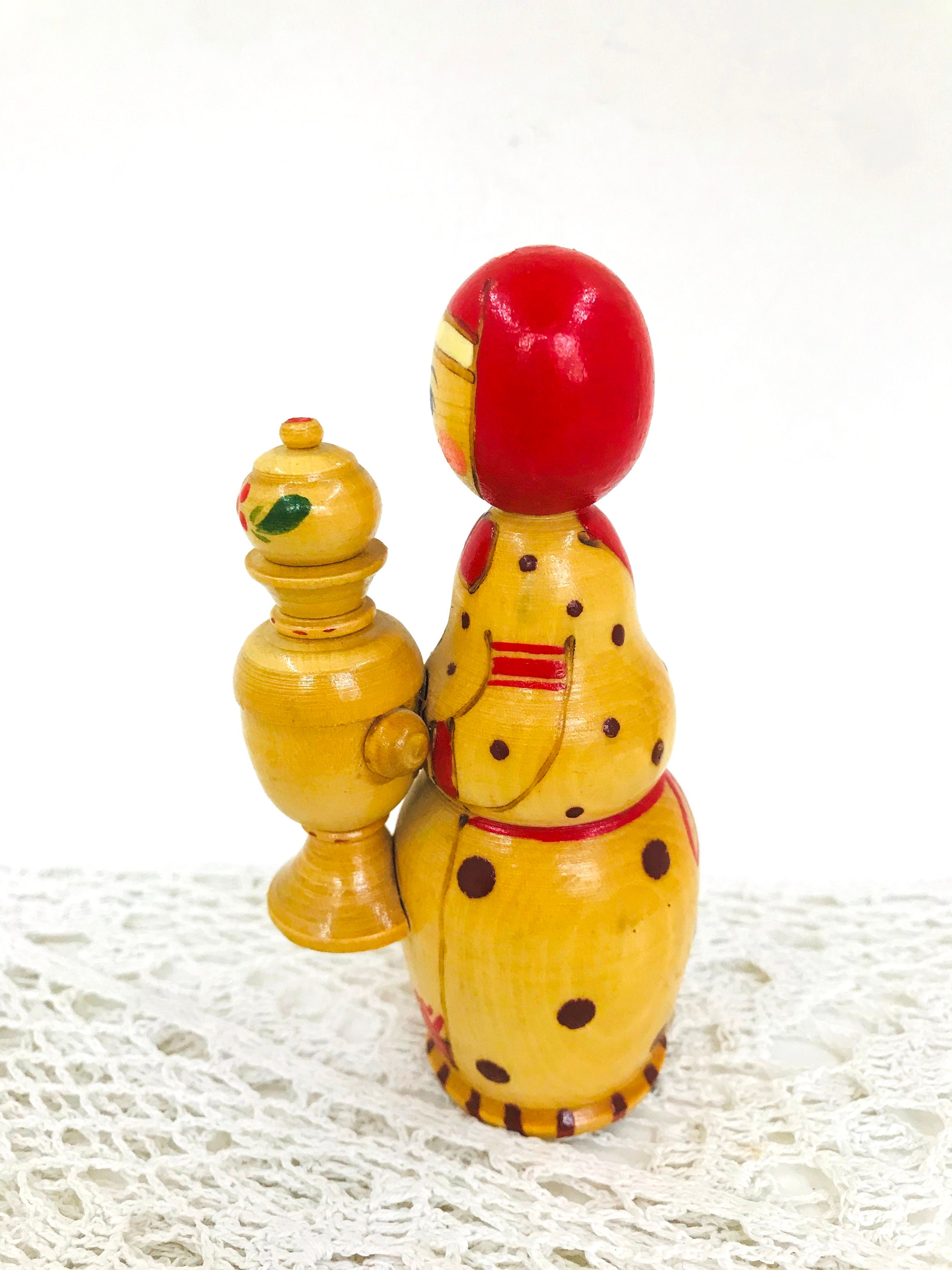 Vintage Wooden Figurine Folk Art Hand Painted Hand Carved Doll Etsy