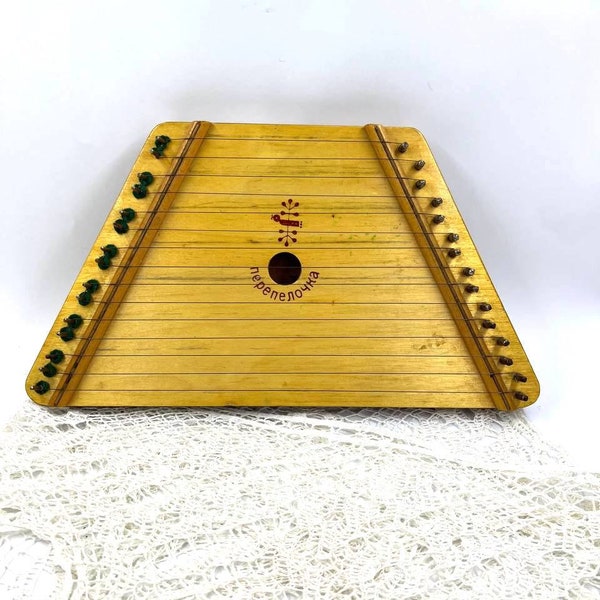 Vintage children's toy gusli Zither Dulcimer Retro mini russian musical instrument Home decor Collectibles folk musical Decorative musical