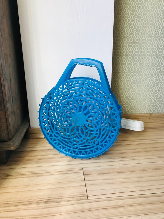 Vintage blue plastic mesh bag Shopping basket Shoppin… Gem