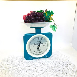 Balance scales Vintage scale kitchen of blue color Mid century balance Antique scale Weight scale  Weighing scales Rustic kitchen decor