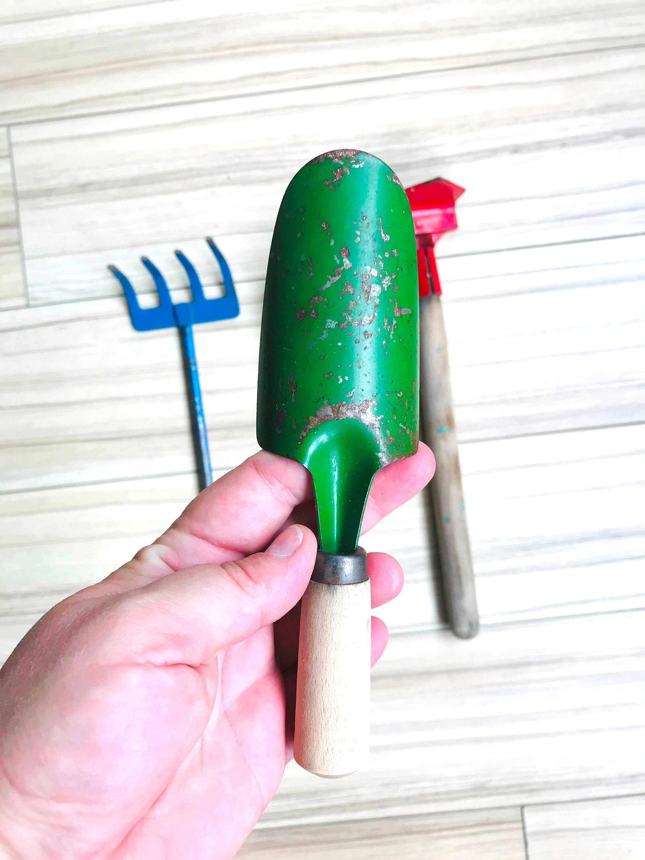 Vintage garden tool set Digging shovel Rake Hoe Gardener's Etsy