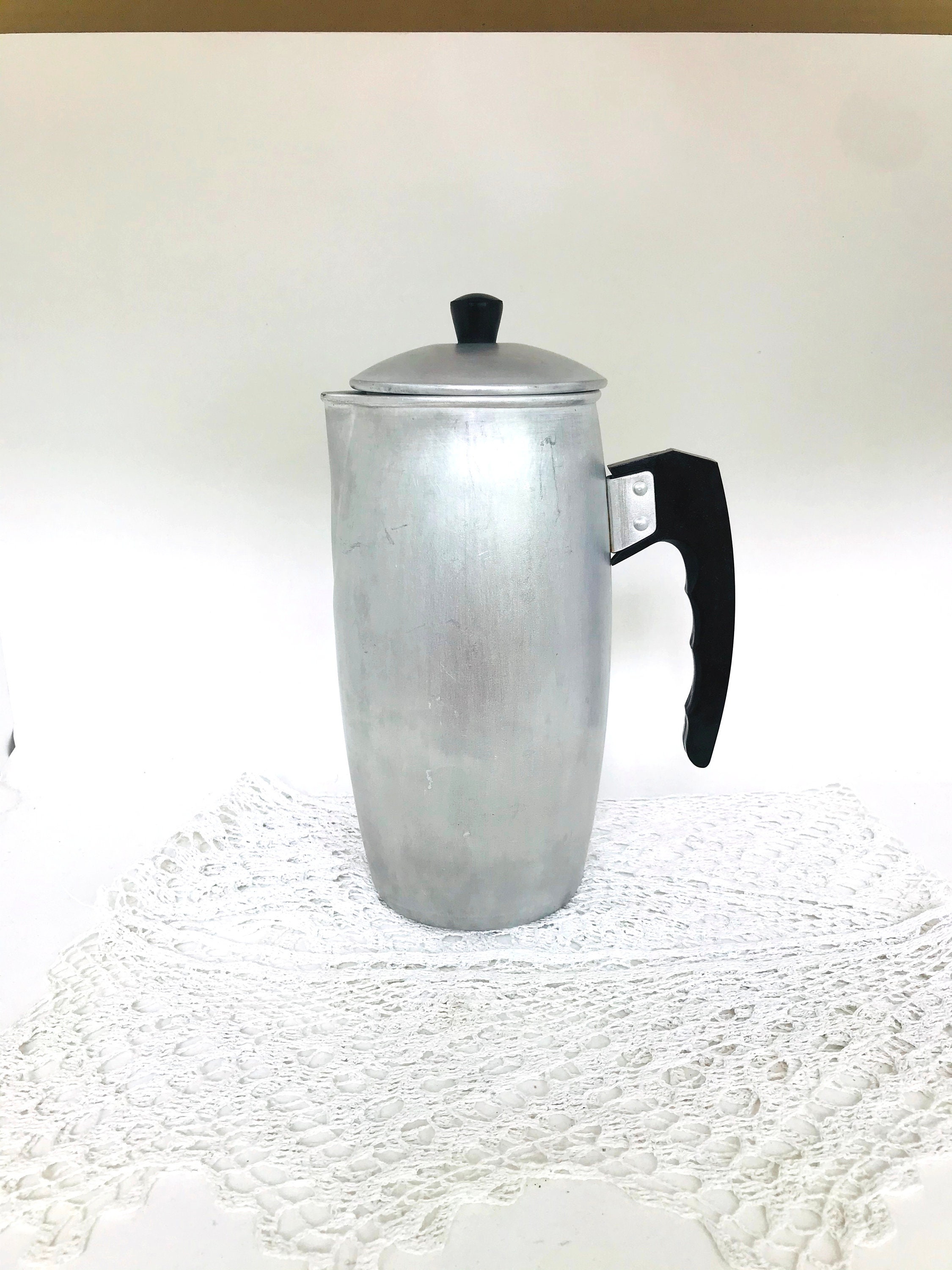 Large vintage aluminum coffee pot 2 liters Aluminum camping Etsy