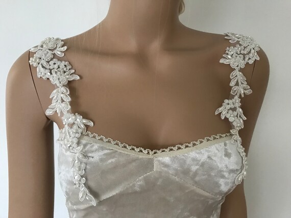 Ivory Detachable Wedding Dress Straps Pearl Crystal Beaded Etsy