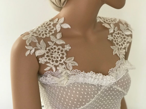 Ivory Silver Frame Lace Detachable Straps Wedding Dress Straps Etsy