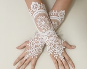 EXPRESS SHIPPING Ivory lace gloves wedding bridal gloves Long lace  wedding gloves, lace glove, prom party