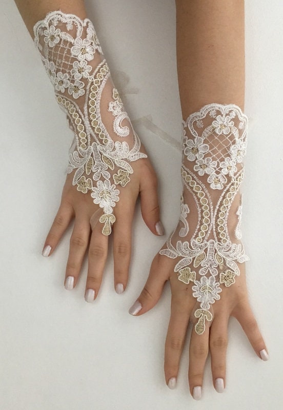 gold lace gloves