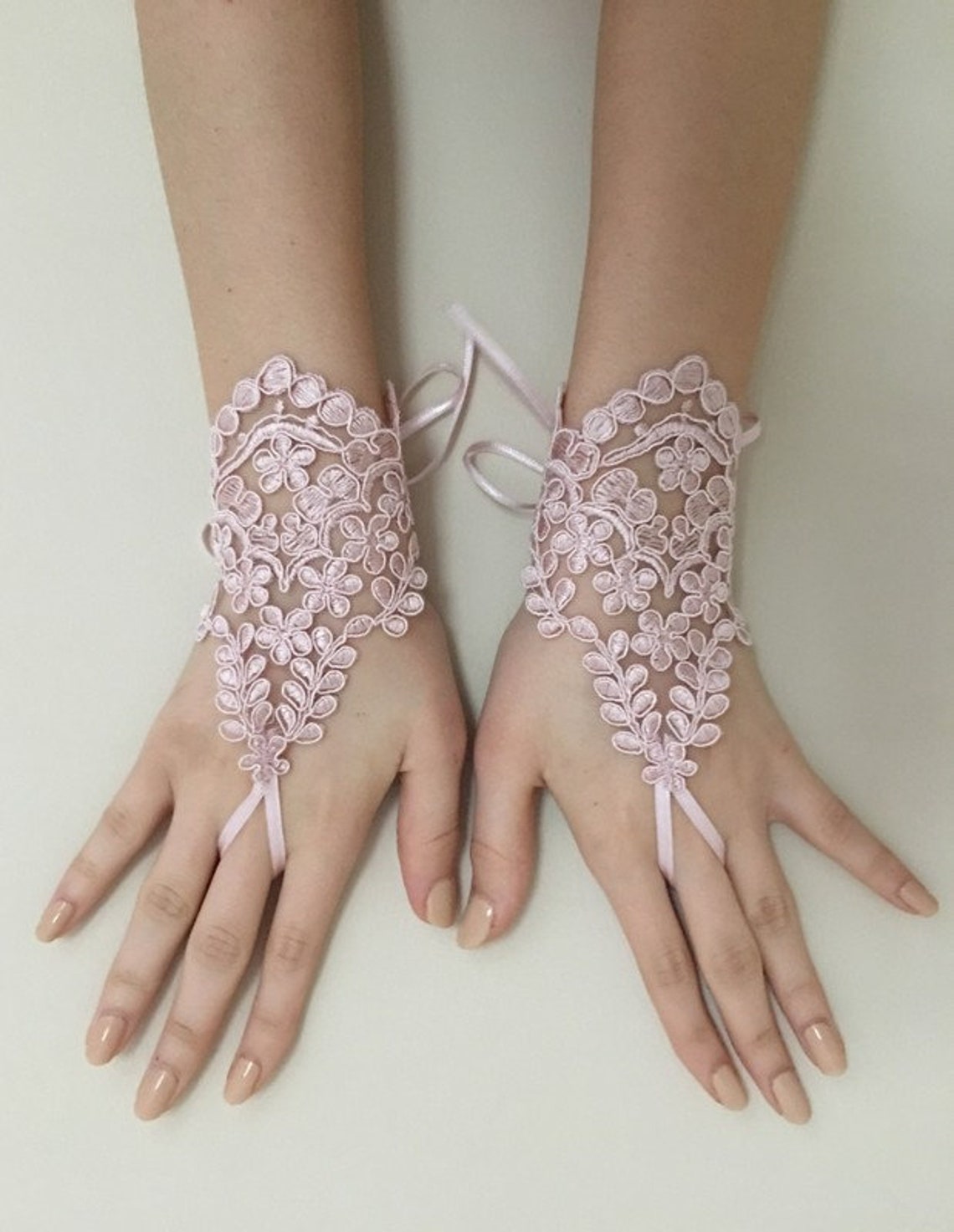 EXPRESS SHIPPING Pale Pink Lace Gloves Wedding Bridal Gloves Etsy