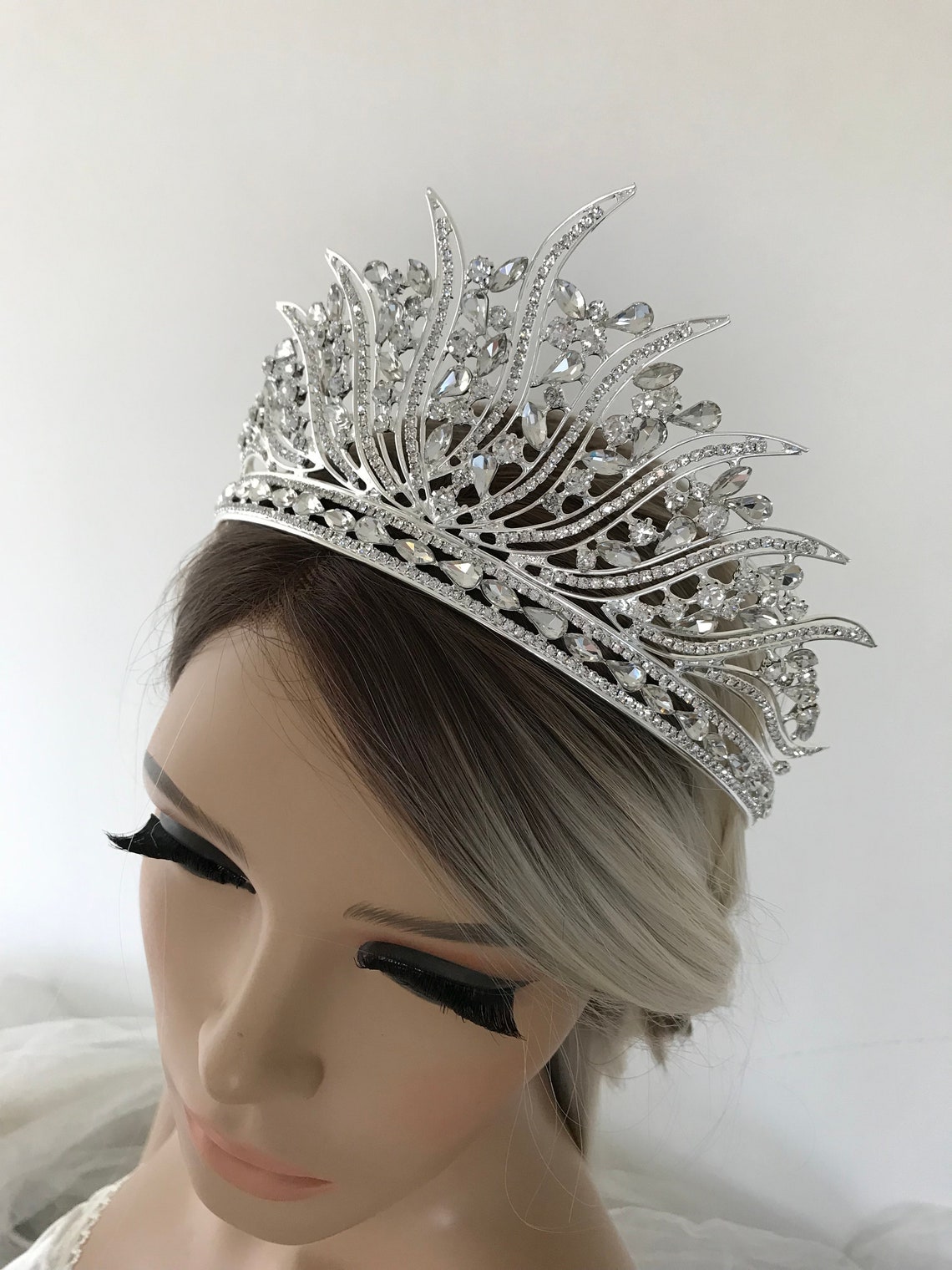Silver Tiara Bridal Crown Crystal Wedding Tiara Wedding Hair | Etsy