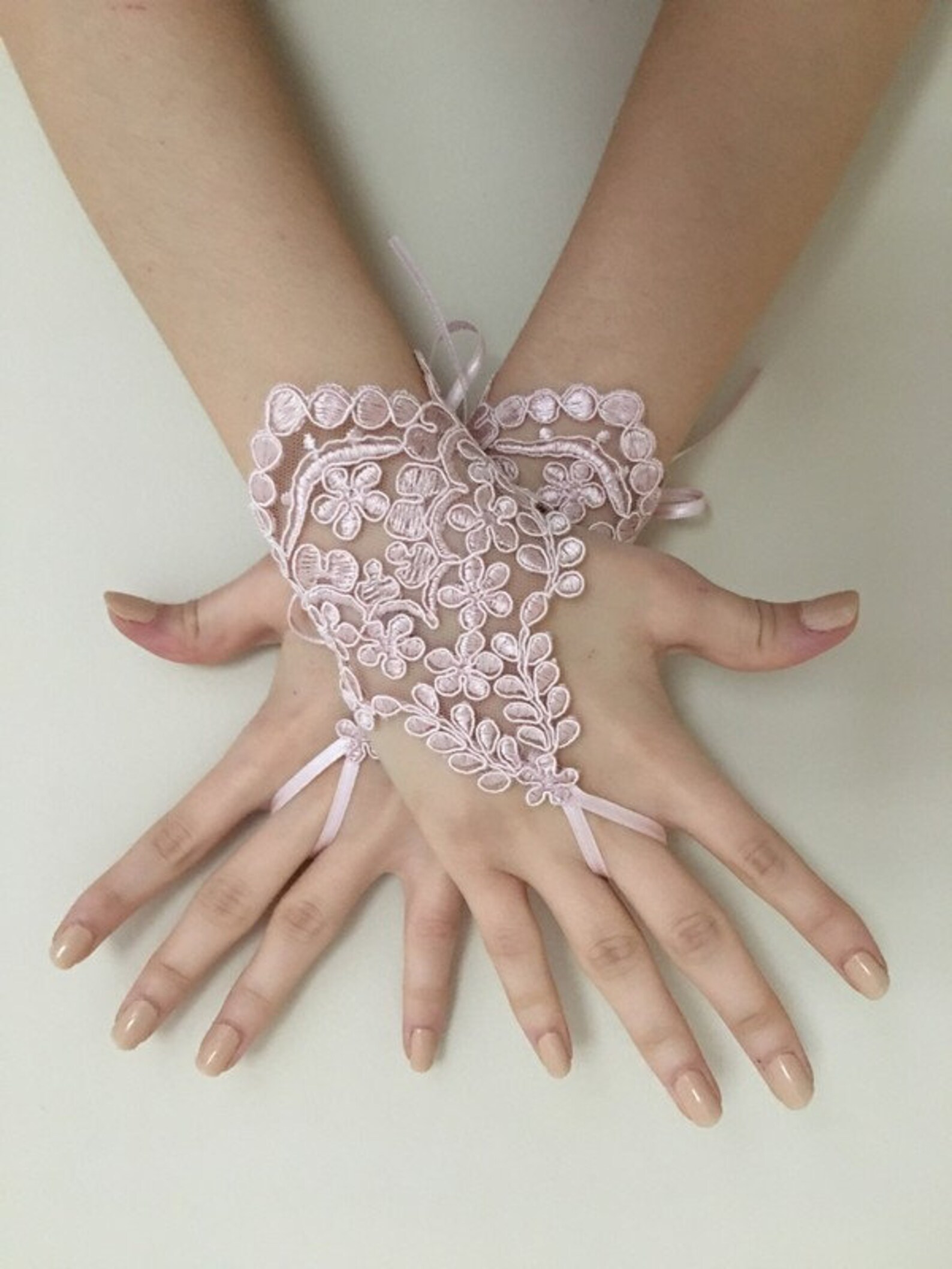 EXPRESS SHIPPING Pale Pink Lace Gloves Wedding Bridal Gloves Etsy