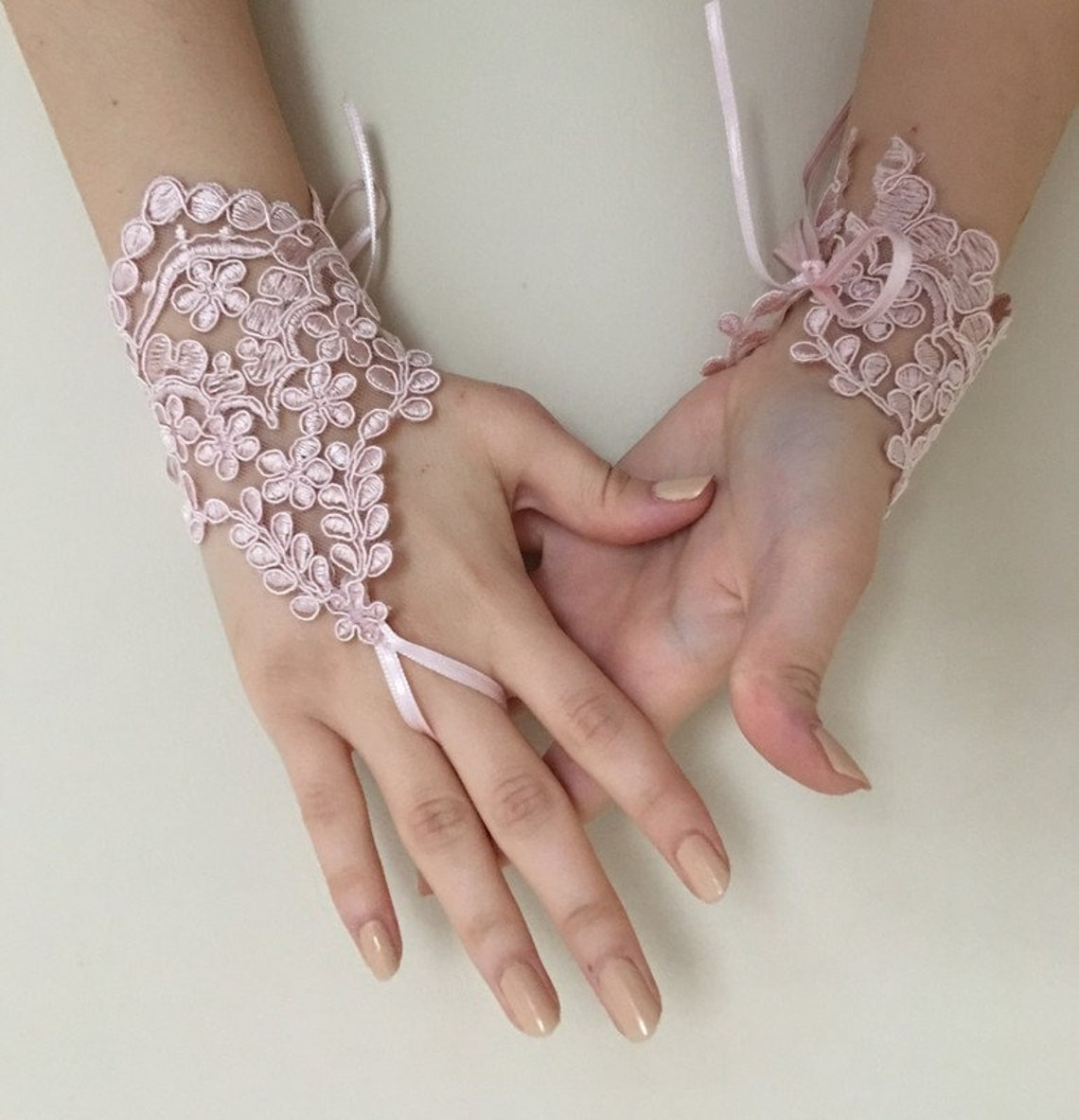 EXPRESS SHIPPING Pale Pink Lace Gloves Wedding Bridal Gloves Etsy