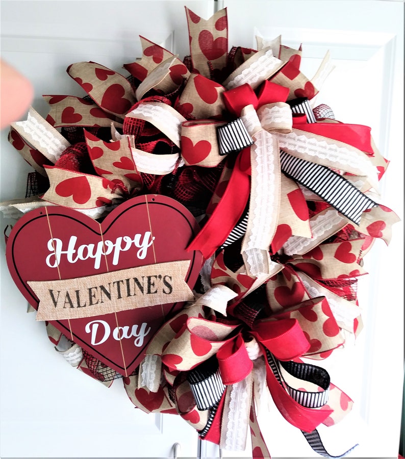 Valentines Door Wreath Valentines Wreath Valentines Decor Charming Valentines Wreath Country Valentines Wreath Happy Valentines Wreath