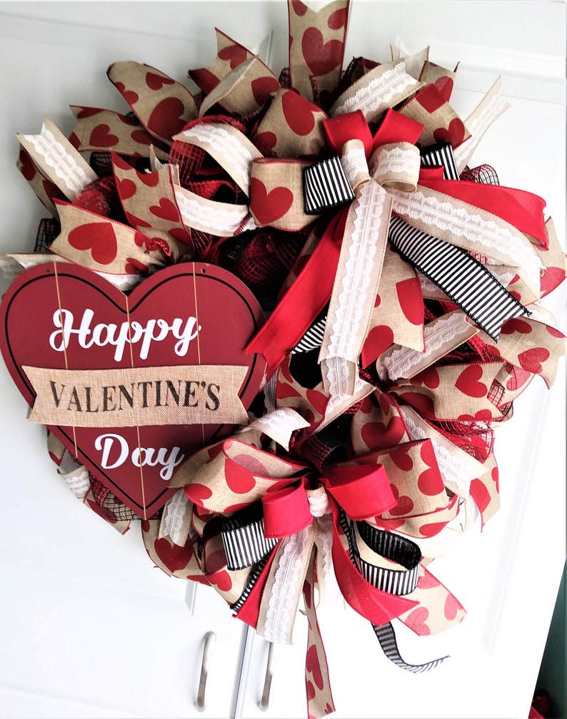 Valentines Door Wreath Valentines Wreath Valentines Decor Charming Valentines Wreath Country Valentines Wreath Happy Valentines Wreath
