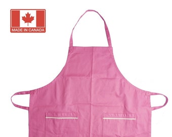 Button Apron → Simple Apron with Button Neck Strap (Baking, Pink, White, Green, Cute)