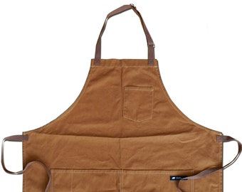 Ample Apron → Cooking Apron for Man, Woman with Large Pockets, Pocket for SmartPhone, Pottery | 100% Cotton, Made in Canada