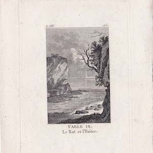 ORIGINELE gravure uit 1787, Fabel van La Fontaine, Didot de oudere drukker, Coiny en Simon 18e eeuw